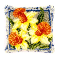 **-Latch Hook Cushion: Daffodils-** ##-Vervaco PN-0149783-##