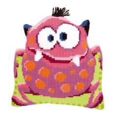 **-Cross Stitch Cushion: Pink Monster I-** ##-Vervaco PN-0149885-##