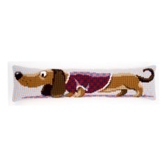 **-Printed Cross Stitch Draught Excluder: Dachshund In Jacket-** ##-Vervaco PN-0150030-##