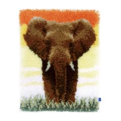 **-Latch Hook Kit: Rug: Elephant in the Savannah-** ##-Vervaco PN-0150518-##