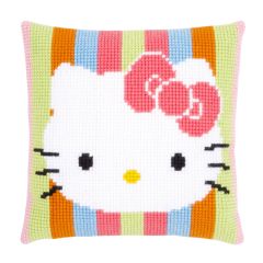 **-Printed Cross Stitch Cushion: Hello Kitty Striped""-** ##-Vervaco PN-0153770-##