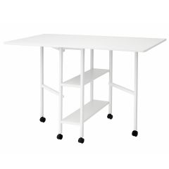 **-Fabric Cutting Table-** Quilting/Fabric Cutting Table, White with White Legs and Wheels ##-Sewing Online WC1017-##