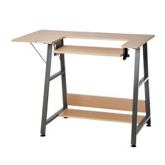 Sewing Online Small Sewing Table, Wood/Dark Grey Legs - Sewing Machine Table with Adjustable Platform, Drop Leaf Extension and Storage Shelf. Use as a Quilting/Craft Table or Computer Desk - WC1013