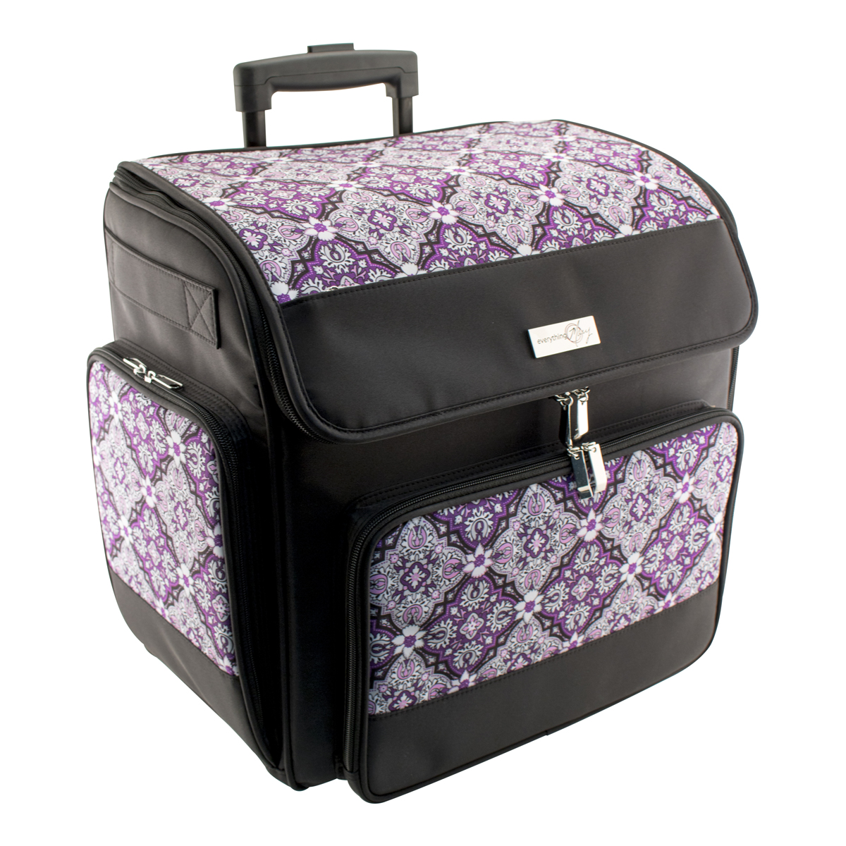 Machine Trolley Bag Purple Damask 46 x 27 x 47cm Everything Mary
