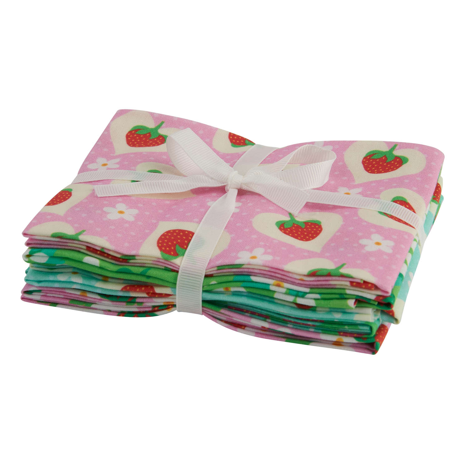 Image of: Indie Pop Strawberry Themed Pack of 5 Cotton Fat Quarters - Sewing Online FA242