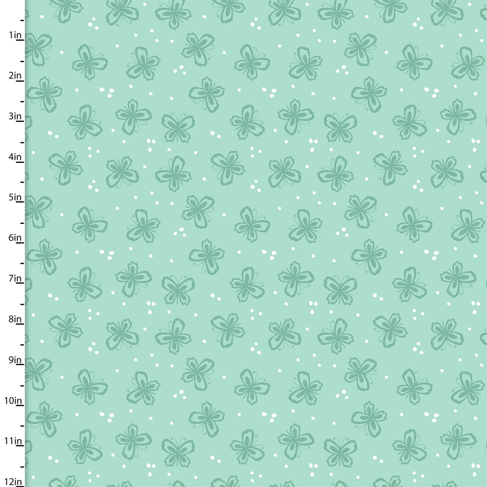 Image of: Cotton Craft Fabric 110cm wide x 1m Summer Song Collection-Mint Butterfly