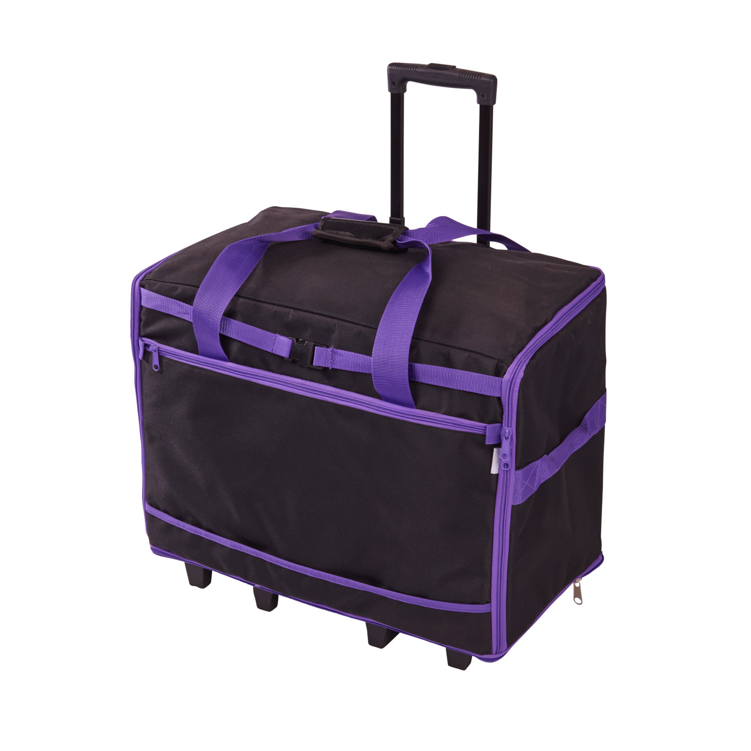Image of: XL Sewing Machine Trolley Bag Plain Black with Purple Trim - 60 x 42 x 30cm