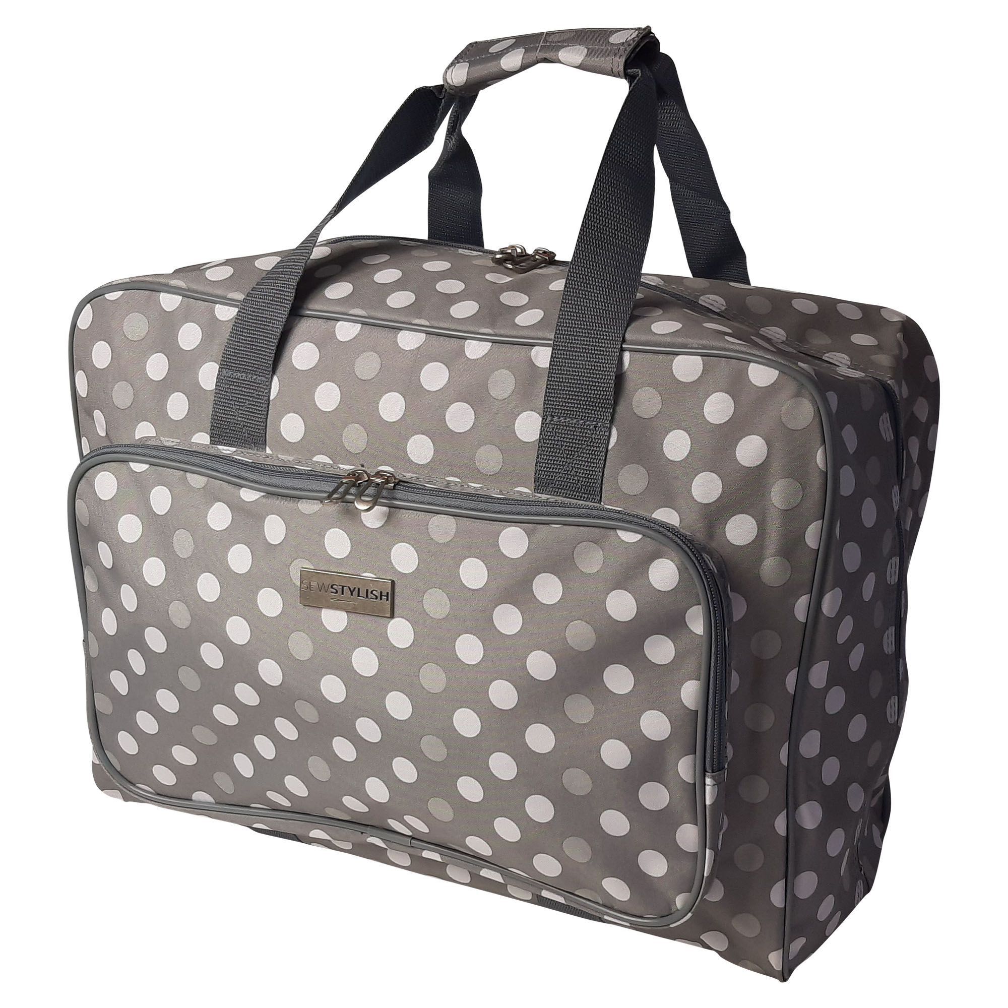 Image of: Sewing Machine Bag Grey Polka 33 x 45.7 x 20.32 cm, Sew Stylish PT660-GREY-POLKA