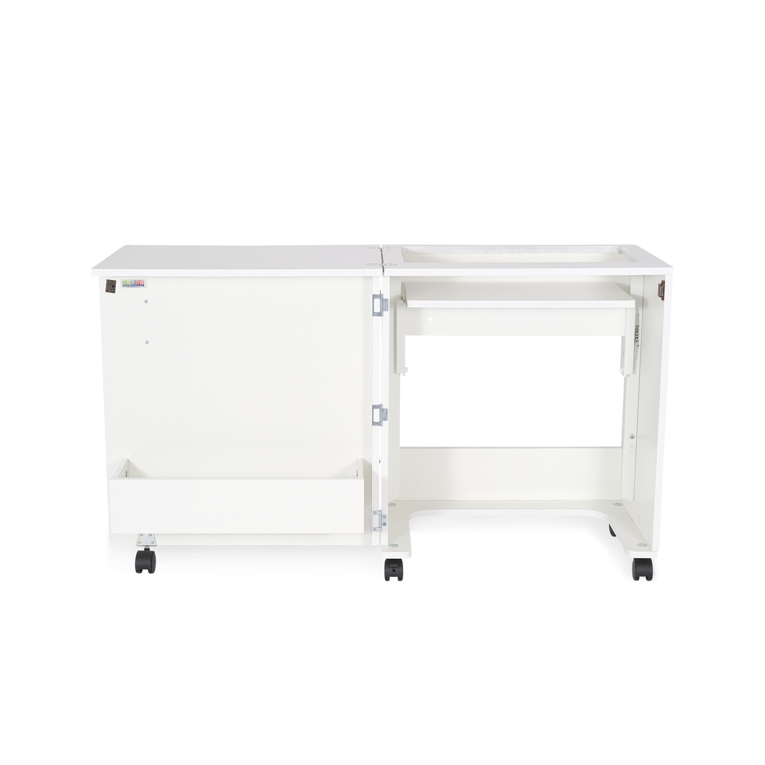 Image of: Compact White Sewing Machine Cabinet with Lift Mechanism