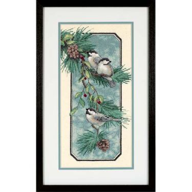 <strong>Chickadees On A Branch Stamped Cross Stitch Kit</strong> <em>Dimensions D03199</em>