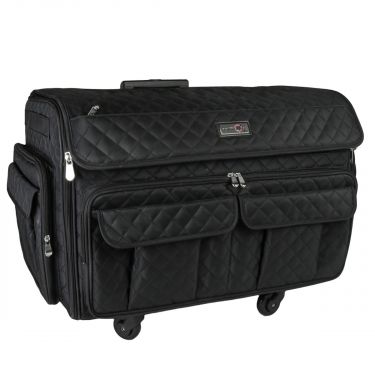 <strong>XXL Sewing Machine Trolley Bag on 4 Wheels</strong><span>Black quilted, 360 degree 4 wheeled sewing machine storage case for large machines - Brother, Singer, Bernina, and most others</span><em>Everything Mary EVM12618-1</em>