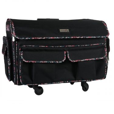 <strong>XXL Sewing Machine Trolley Bag on 4 Wheels</strong><span>Black with Floral Trim, 360 degree 4 wheeled sewing machine storage case for large machines - Brother, Singer, Bernina, and most others</span><em>Everything Mary EVM13342-1</em>