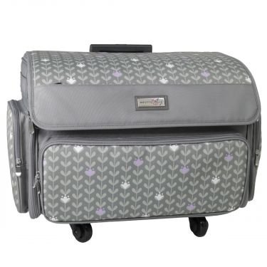 <strong>XL 4 Wheel Collapsible Deluxe Rolling Sewing Machine Storage Case</strong> <span>Grey & White</span> <em>Everything Mary EVM13344-5</em>