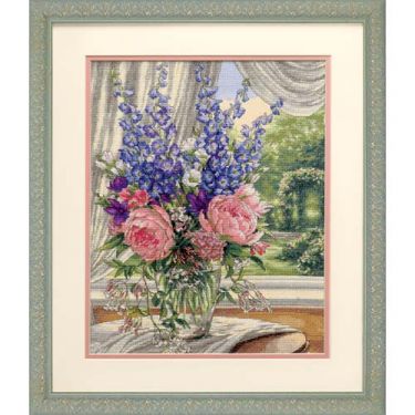 <strong>Peonies And Delphiniums Cross Stitch Kit</strong> <em>Dimensions D35257</em>