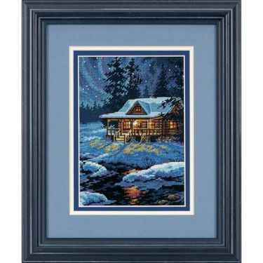 <strong>Moonlit Cabin Cross Stitch Kit</strong> <em>Dimensions D65007</em>