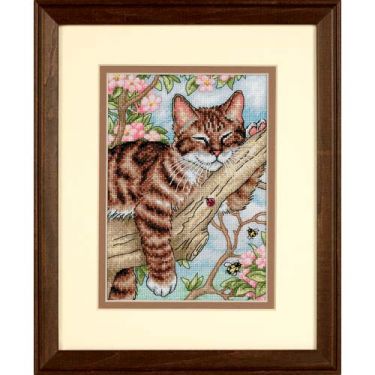 <strong>Napping Kitten Cross Stitch Kit</strong> <em>Dimensions D65090</em>