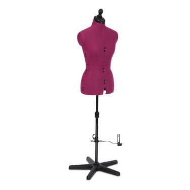 <strong>Adjustable Dressmakers Dummy</strong> <span>Celine Standard in Fuchsia Fabric with Hem Marker, Dress Form Sizes 10 to 22, Pin, Measure, Fit and Display your Clothes on this Tailors Dummy</span> <em>Sewing Online FG97-0-2-</em>