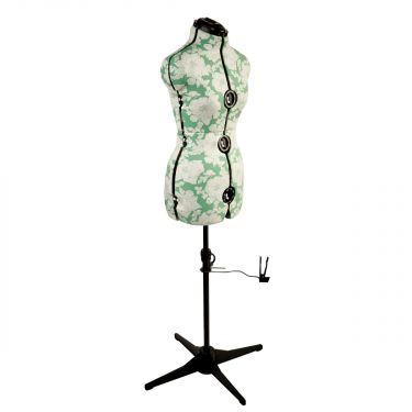 <strong>Adjustable Dressmakers Dummy</strong> <span>in a Green Hollyhock Fabric with Hem Marker, Dress Form Sizes 10 to 20, Pin, Measure, Fit and Display your Clothes on this Tailors Dummy</span> <em>Sewing Online 5908--</em>