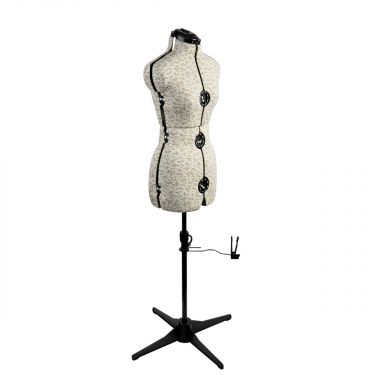 <strong>Adjustable Dressmakers Dummy</strong> <span>in Beige Sugar Ditsy Fabric with Hem Marker, Dress Form Sizes 10 to 20, Pin, Measure, Fit and Display your Clothes on this Tailors Dummy</span> <em>Sewing Online 5914--</em>