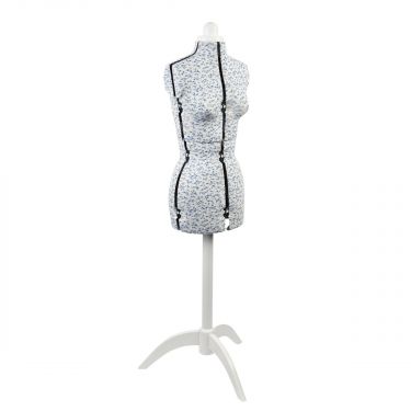 <strong>Adjustable Dressmakers Dummy</strong> <span>Blue Sugar Ditsy Fabric with Natural Wooden Stand, Dress Form Sizes 6 to 22, Pin, Measure, Fit and Display your Clothes on this Tailors Dummy</span> <em>Sewing Online 5915--</em>
