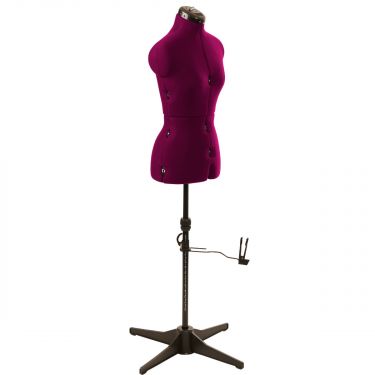 <strong>Adjustable Dressmakers Dummy</strong> <span>in Wine Fabric with Hem Marker, Dress Form Sizes 10 to 22, Pin, Measure, Fit and Display your Clothes on this Tailors Dummy</span> <em>Sewing Online 02381--WINE</em>