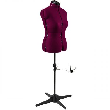 <strong>Adjustable Dressmakers Dummy</strong> <span>in Wine Fabric with Hem Marker, Dress Form Sizes 16 to 22, Pin, Measure, Fit and Display your Clothes on this Tailors Dummy</span> <em>Sewing Online 023817-WINE</em>