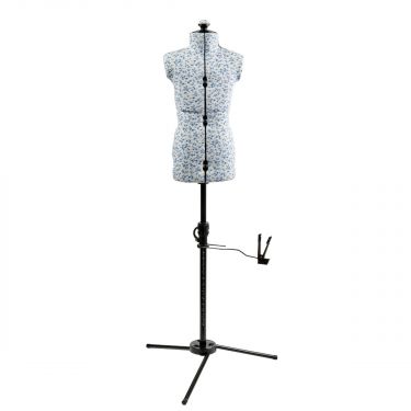 <strong>Adjustable Dressmakers Dummy</strong> <span>Junior in a Ditsy Blue Fabric with Hem Marker, Dress Form Sized for Ages 6-10, Pin, Measure, Fit, Display Children's Clothing on this Tailors Dummy</span> <em>Sewing Online 5920</em>