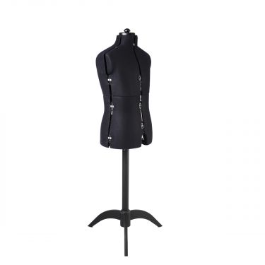 <strong>Adjustable Trouser / Tailors Dummy</strong> <span>Male Dress Form in Black, with Black Wooden Stand Chest Size 94-114 cm, Pin, Measure, Fit and Display your Clothes on this Dressmakers Dummy</span> <em>Sewing Online FG160</em>