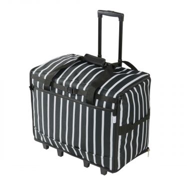 <strong>Extra Large Sewing Machine Trolley Bag on Wheels</strong> <span>Black with White Stripes | 63 x 43 x 30cm | Sewing Machine Storage for Janome, Brother, Singer, Bernina and Most Machines</span> <em>Birch 006107-STRIPE-BLK</em>