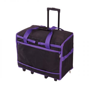 <strong>Extra Large Sewing Machine Trolley Bag on Wheels</strong> <span>Black with Purple Trim | 63 x 43 x 30cm | Sewing Machine Storage for Janome, Brother, Singer, Bernina and Most Machines</span> <em>Sewing Online 006107-BLK-PURPLE</em>