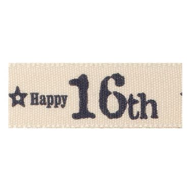 <strong>Berisfords 15mm Charcoal Special 16th Birthday Ribbon (4m spool)</strong> <em>Berisfords Ribbon C1387415-1</em>