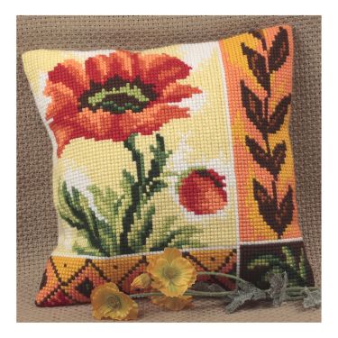 <strong>Cross Stitch Cushion: New Poppy</strong> <em>Collection D'Art CD5015</em>