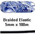 <strong>Black 100m Braided Elastic :: 5mm</strong> <em>Hemline E05-BLK</em>