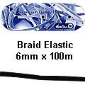 <strong>Black 100m Braided Elastic :: 6mm</strong> <em>Hemline E06-BLK</em>
