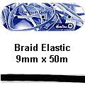 <strong>Black 50m Braided Elastic :: 9mm</strong> <em>Hemline E09-BLK</em>