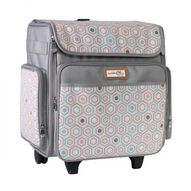 <strong>Craft Trolley Bag</strong> <span>Grey Hexagon, Craft Organiser on Wheels for Sewing, Scrapbooking, Paper Craft and Art, Storage Case for Supplies and Accessories</span> <em>Everything Mary EVM12737-7</em>