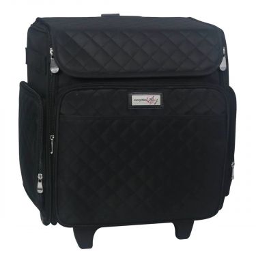 <strong>Craft Trolley Bag</strong> <span>Black Quilted, Craft Organiser on Wheels for Sewing, Scrapbooking, Paper Craft and Art, Storage Case for Supplies and Accessories</span> <em>Everything Mary EVM12790-1</em>