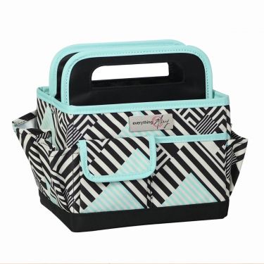 <strong>Collapsible Desktop Craft Organiser</strong> <span>Teal Geometric Stripe for Sewing, Scrapbooking, Paper Craft and Art</span> <em>Everything Mary EVM12830-2</em>