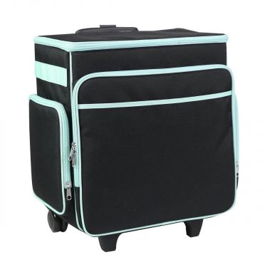 <strong>Craft Trolley Bag</strong> <span>Black & Mint, Craft Organiser on Wheels for Sewing, Scrapbooking, Paper Craft and Art, Storage Case for Supplies and Accessories</span> <em>Everything Mary EVM12855-1</em>