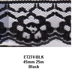 <strong>Nylon Lace 40mm 274</strong> <em>Essential Trimmings ET274-BLK</em>