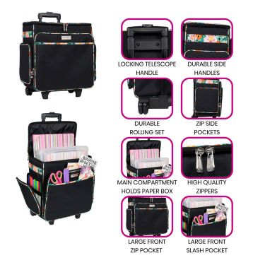 Buy Craft Trolley Bag Black Floral 40x23x38cm