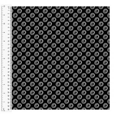 <strong>Cotton Craft Fabric 110cm wide x 1m</strong> <span>Basics Circles, Black</span> <em>Sewing Online 14548-BLACK</em>