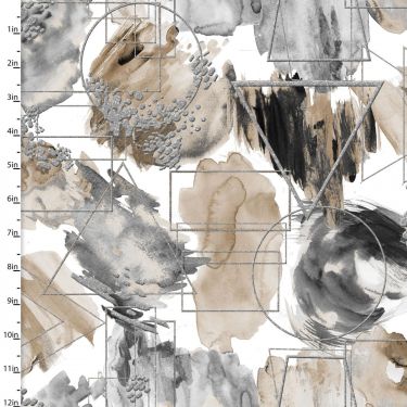 <strong>Cotton Craft Fabric 110cmx1m Metallic Fusion Collection</strong> <span>Neutral Painted Shapes</span> <em>Sewing Online 16555-MLT</em>