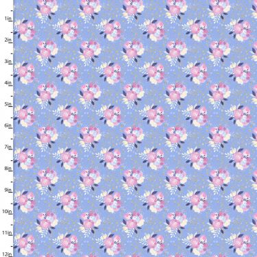 <strong>Cotton Craft Fabric 110cm wide x 1m Unicorn Utopia Collection</strong> <span>Flowers</span> <em>Sewing Online 16571-BLU</em>