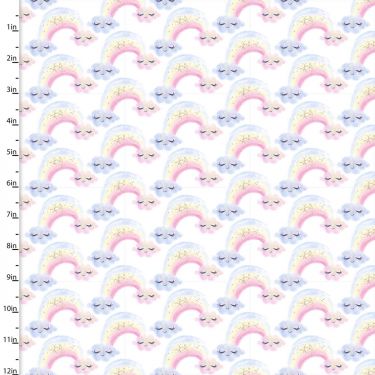 <strong>Cotton Craft Fabric 110cm wide x 1m Unicorn Utopia Collection</strong> <span>Rainbows</span> <em>Sewing Online 16572-WHT</em>