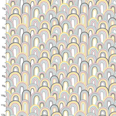 <strong>Cotton Craft Fabric 110cm wide x 1m Small & Mighty Flannel Collection-Rainbows</strong> <em>Sewing Online 17156-WHITE</em>