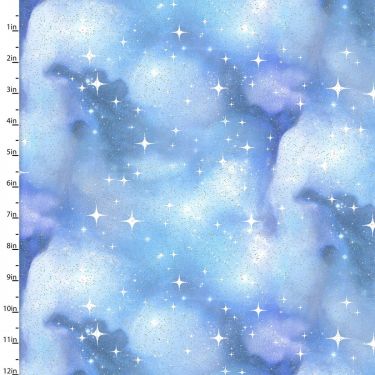 <strong>Cotton Craft Fabric 110cm wide x 1m Magical Galaxy Metallic Collection-Twilight Starry Sky</strong> <em>Sewing Online 17169-BLU</em>