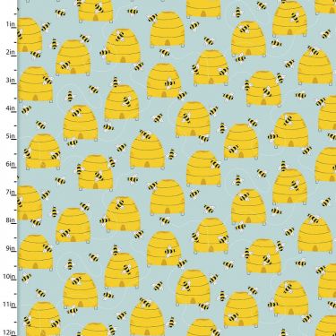 <strong>Cotton Craft Fabric 110cm wide x 1m Feed The Bees Collection-Bee Hives</strong> <em>Sewing Online 17211-TRQ</em>