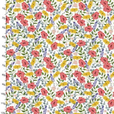 <strong>Cotton Craft Fabric 110cm wide x 1m Feed The Bees Collection-Floral</strong> <em>Sewing Online 17214-WHT</em>