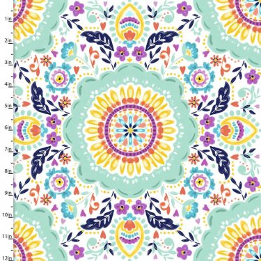 <strong>Cotton Craft Fabric 110cm wide x 1m Summer Song Collection-Tile</strong> <em>Sewing Online 17263-WHITE</em>